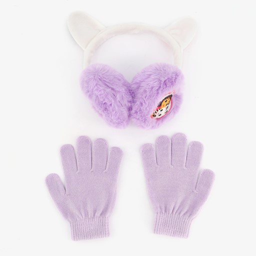 Kinder set oorwarmers handschoenen