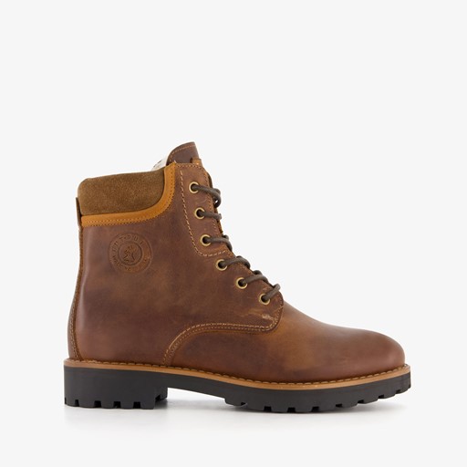 Leren dames veterboots bruin