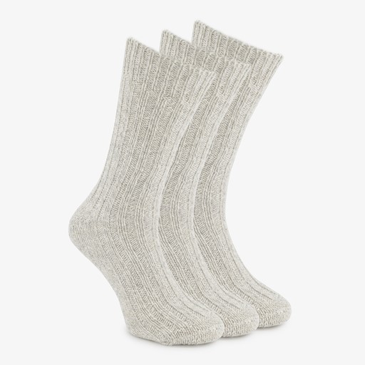 3 paar Noorse sokken lichtgrijs