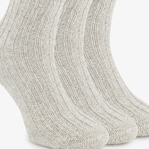 3 paar Noorse sokken lichtgrijs