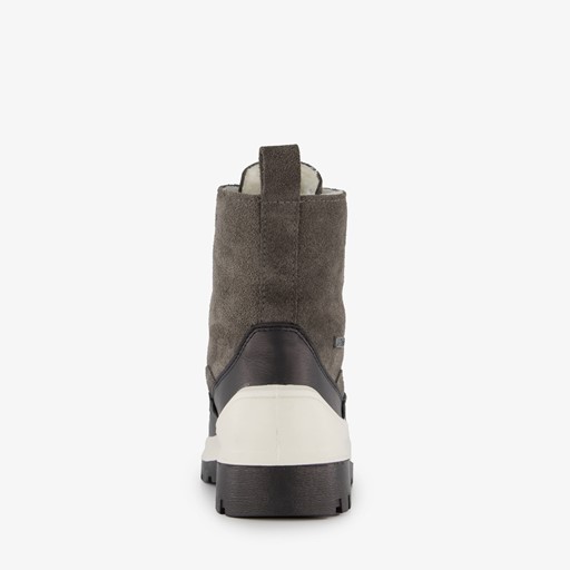 Leren dames veterboots grijs