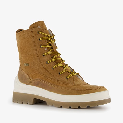 Leren dames veterboots cognac