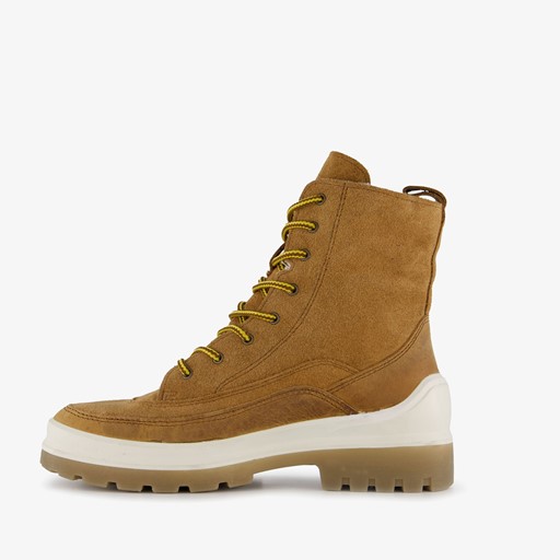 Leren dames veterboots cognac