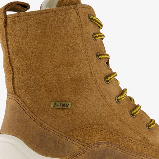 Leren dames veterboots cognac