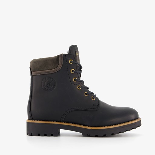 Leren dames veterboots zwart