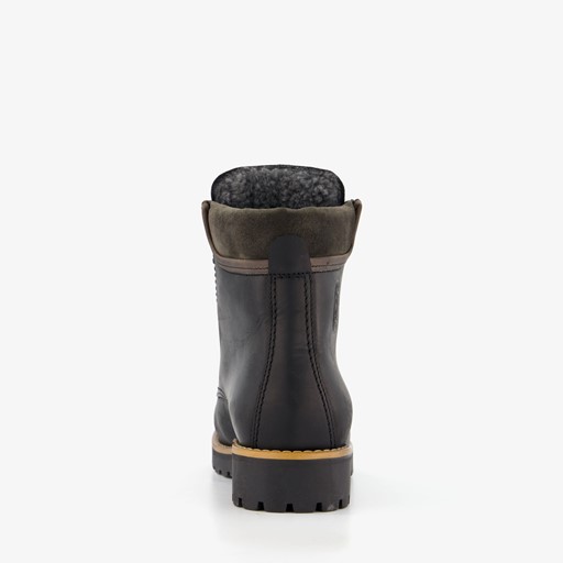 Leren dames veterboots zwart
