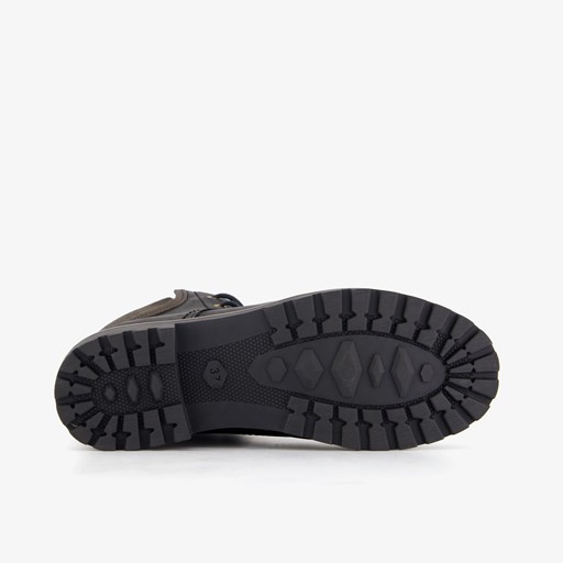 Leren dames veterboots zwart