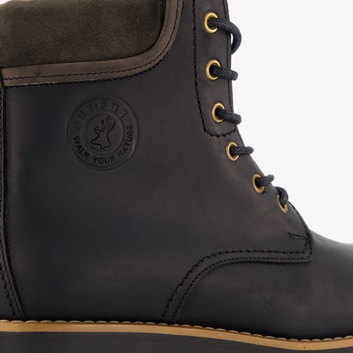 Leren dames veterboots zwart