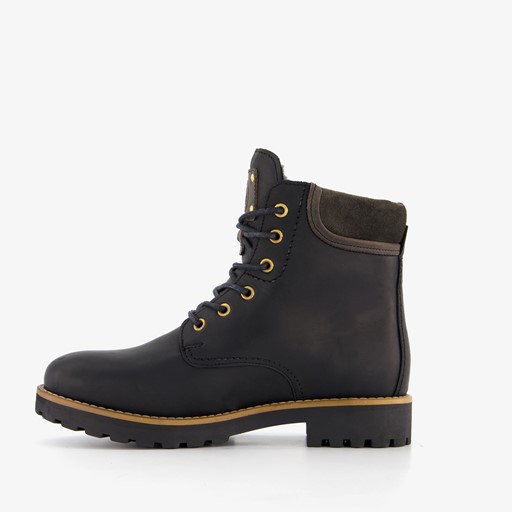 Leren dames veterboots zwart
