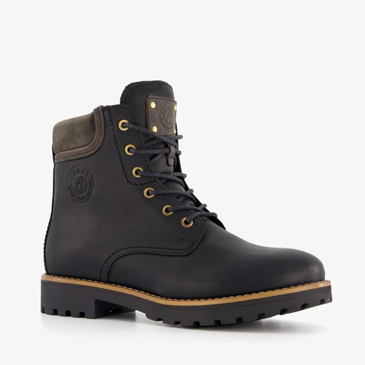 Leren dames veterboots zwart