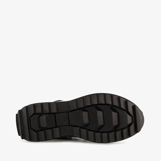 Leren dames veterboots grijs blauw