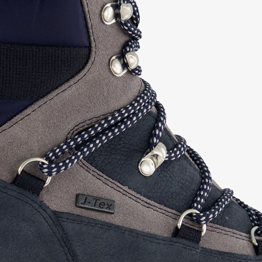 Leren dames veterboots grijs blauw