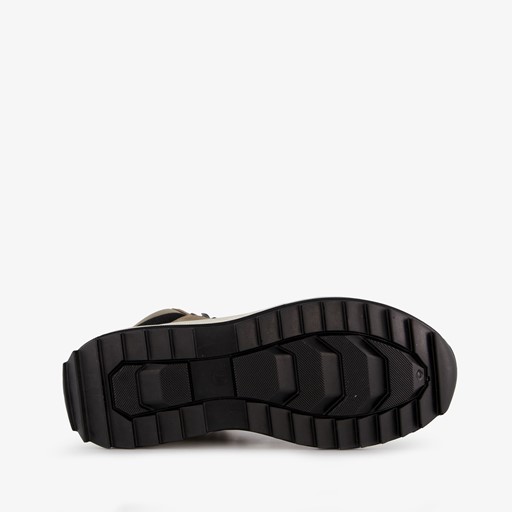 Leren dames veterboots beige zwart