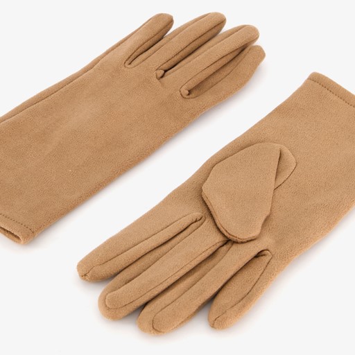 Fleece dames handschoenen beige