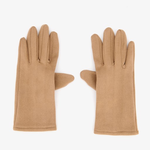 Fleece dames handschoenen beige