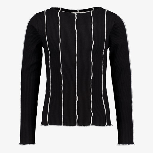 Meisjes longsleeve shirt zwart wit