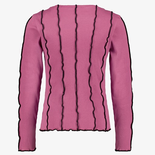 Meisjes longsleeve shirt roze zwart