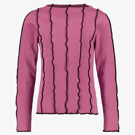 Meisjes longsleeve shirt roze zwart