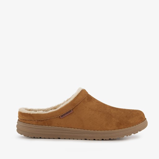 Relaxed Fit suede heren sloffen bruin