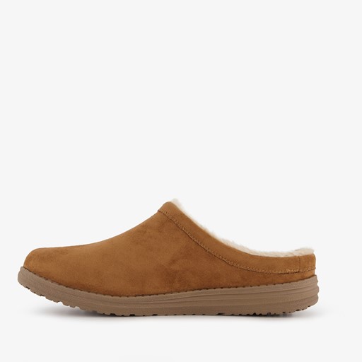 Relaxed Fit suede heren sloffen bruin