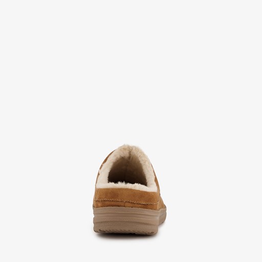 Relaxed Fit suede heren sloffen bruin
