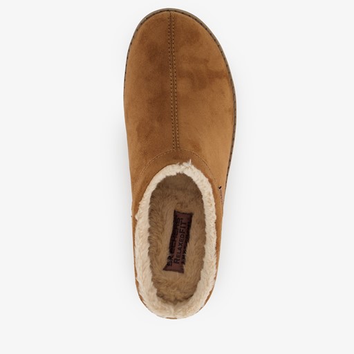 Relaxed Fit suede heren sloffen bruin