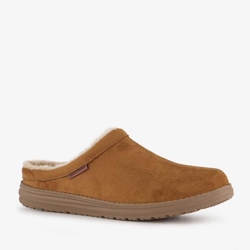 Relaxed Fit suede heren sloffen bruin