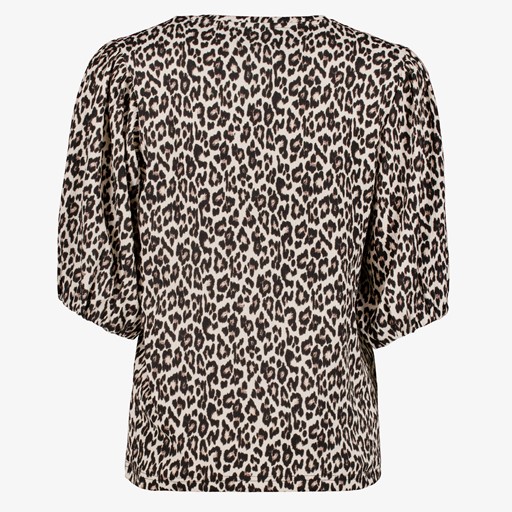 Dames top met panterprint beige