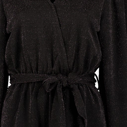 Dames omslag jurk met glitter details zwart