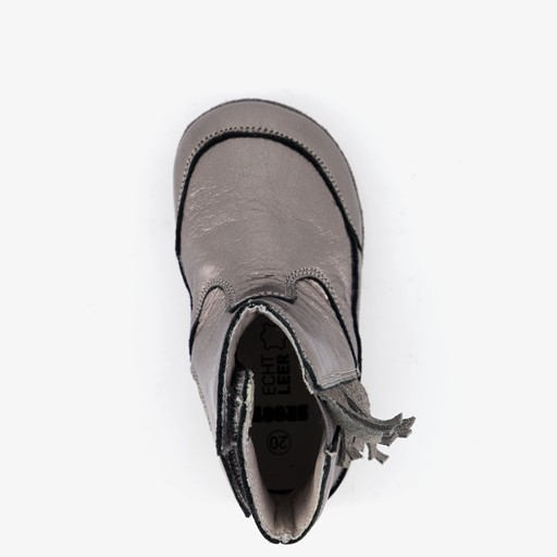 Leren babyschoenen metallic grijs