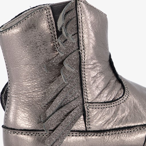 Leren babyschoenen metallic grijs