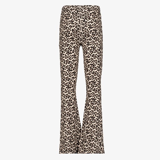 Meisjes flared broek met luipaardprint