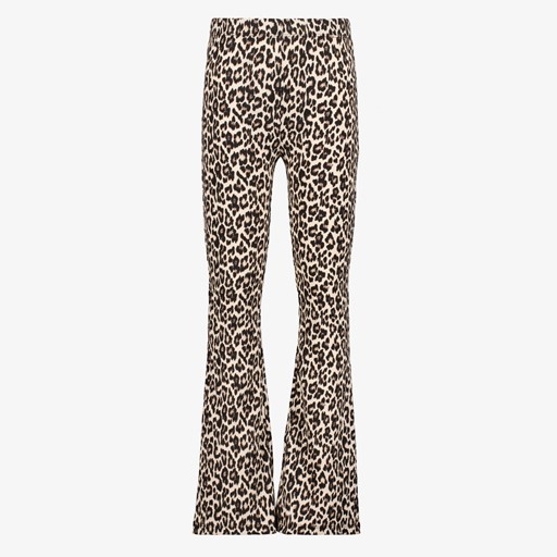 Meisjes flared broek met luipaardprint