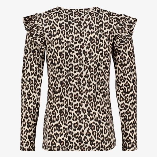 Meisjes shirt met luipaardprint en ruches