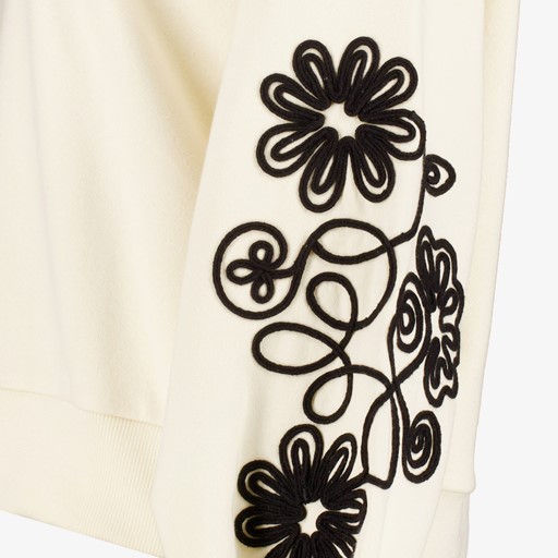 Dames sweater beige met geborduurde bloemen