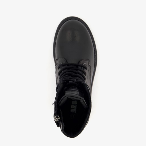 Leren meisjes veterboots zwart