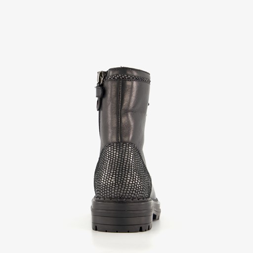 Leren meisjes veterboots zwart