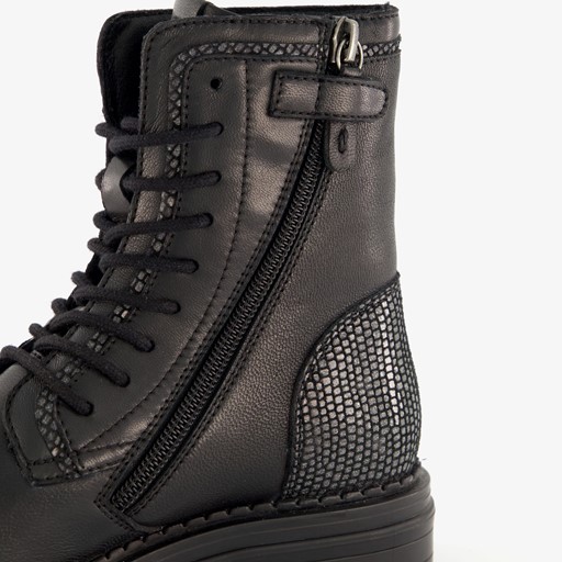 Leren meisjes veterboots zwart