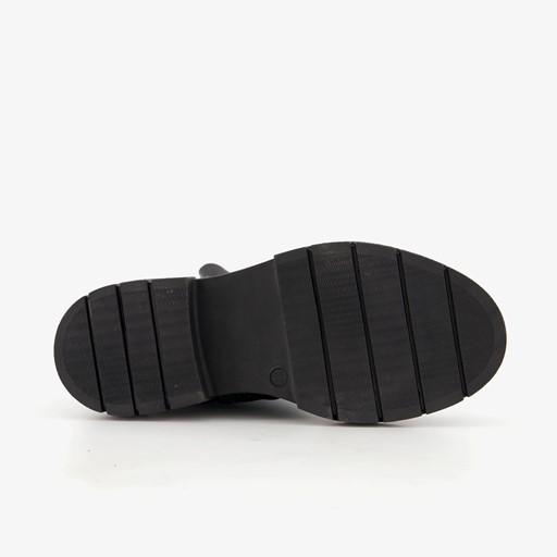 Leren meisjes biker boots zwart