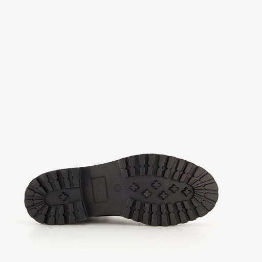 Leren dames veterboots metallic zilver