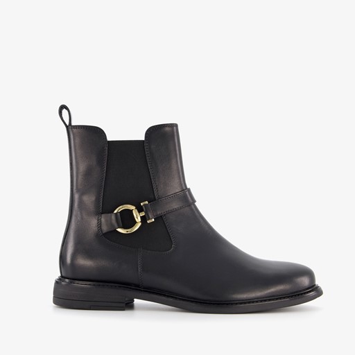 Leren dames chelsea boots met gesp