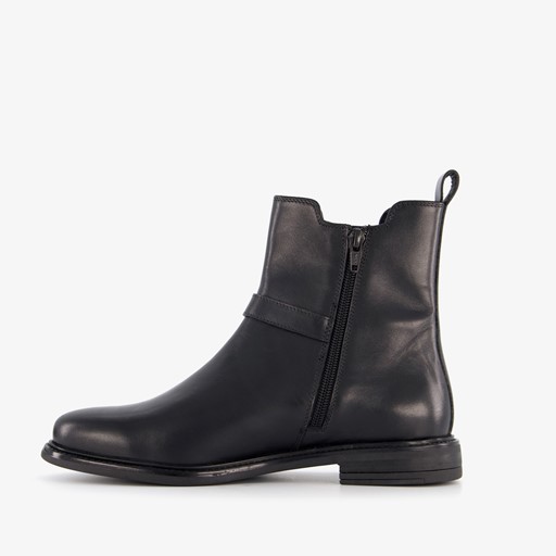 Leren dames chelsea boots met gesp