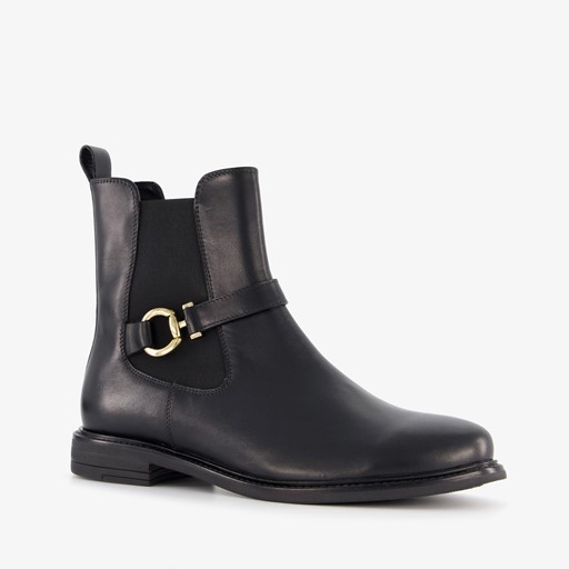 Leren dames chelsea boots met gesp