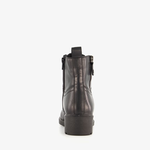 Leren dames veterlaarsjes zwart