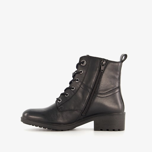 Leren dames veterlaarsjes zwart