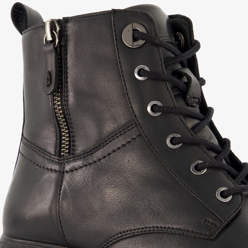 Leren dames veterlaarsjes zwart