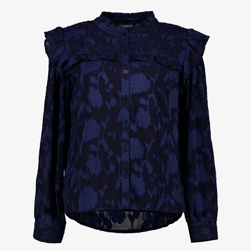 Dames blouse met bloemenprint blauw