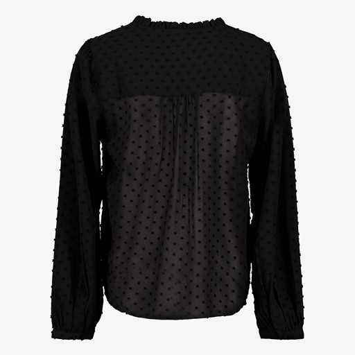 Semi-transparante dames blouse zwart