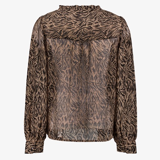 Dames blouse met dierenprint bruin