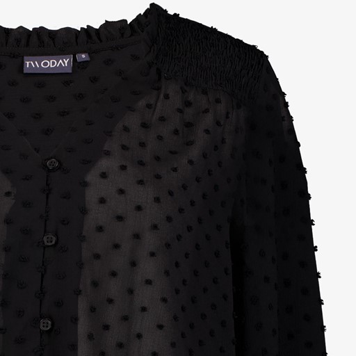 Semi-transparante dames blouse zwart